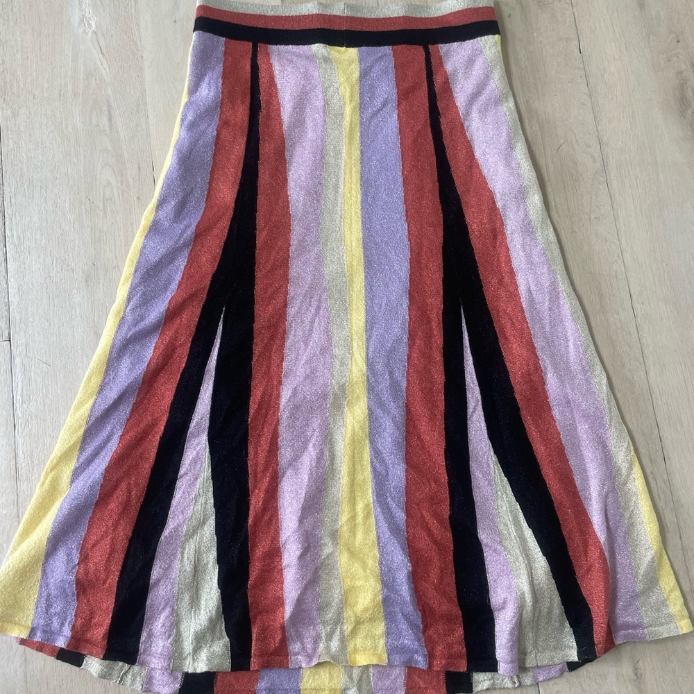 Anthropologie LAIA Shimmer Knit Midi Striped Skirt - Picture 6 of 7
